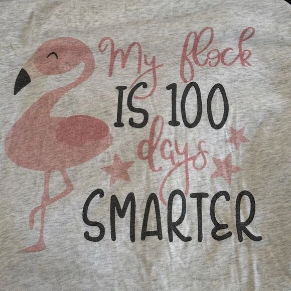 100’s Day Teacher T-Shirt 3XL Flamingo 100 Days Smarter Baseball Tee School Top - Picture 4 of 8